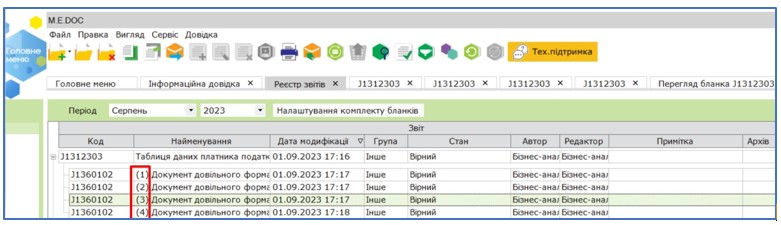ПДВ, Таблиця даних, податкова накладна